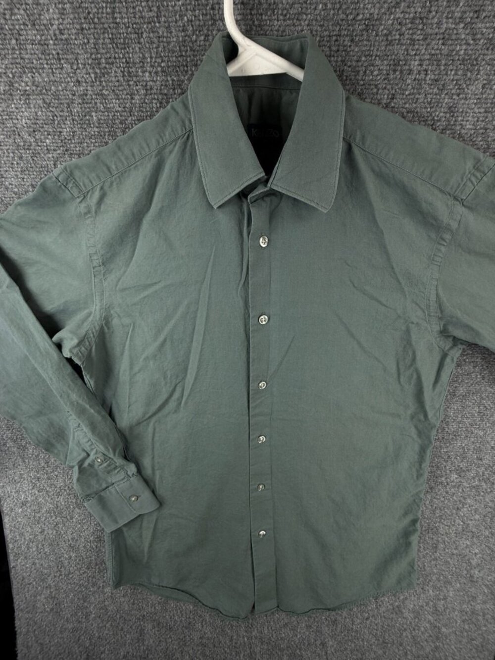 Kenzo Green Chrome 14.5 (37) Men Button Up Shirt Long Sleeve Cotton Designer